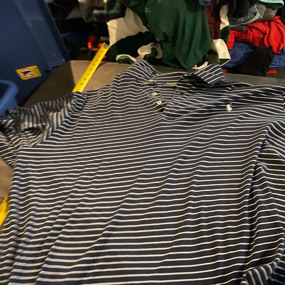 Used 3xlt Blue and white SS polo Ralph Lauren white polo horse